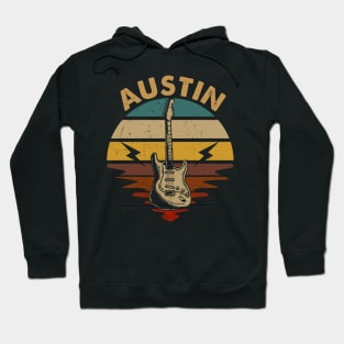 Vintage Guitar Proud To Be Austin Name Retro Hoodie